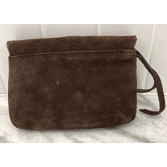 American Eagle Vtg Y2k Suede Wallet Dark Brown Lace Up Small Bifold Boho Hippie - Picture 3 of 16